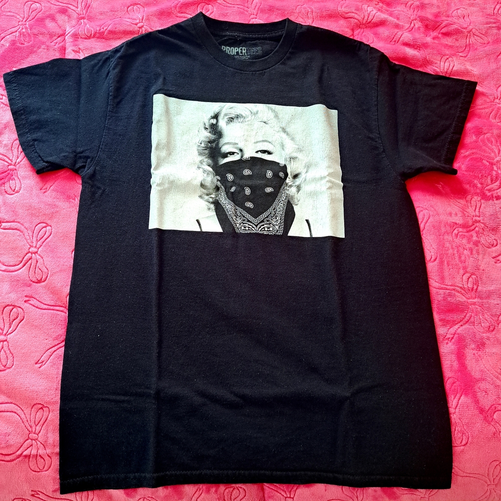 Black Graphic T-Shirt with Bandana Print
